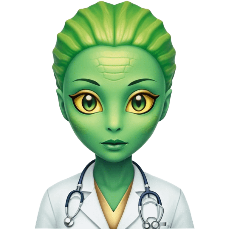 Reptilian alien woman, is a doctor emoji