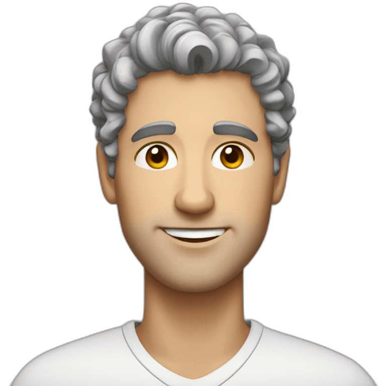 one european average size guy with short curly dark hair with some grey hair inside emoji