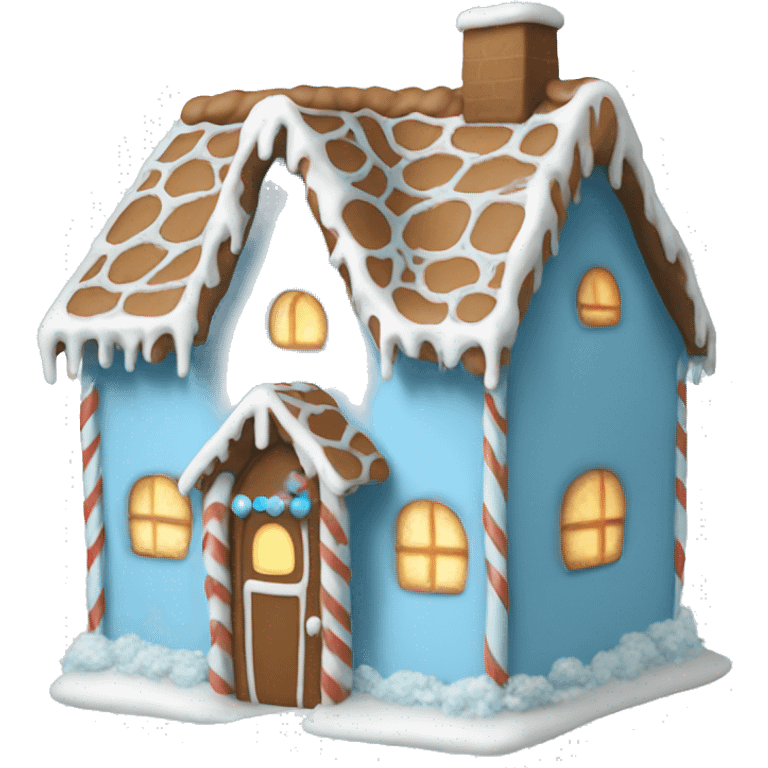 Cosy light blue gingerbread house  emoji