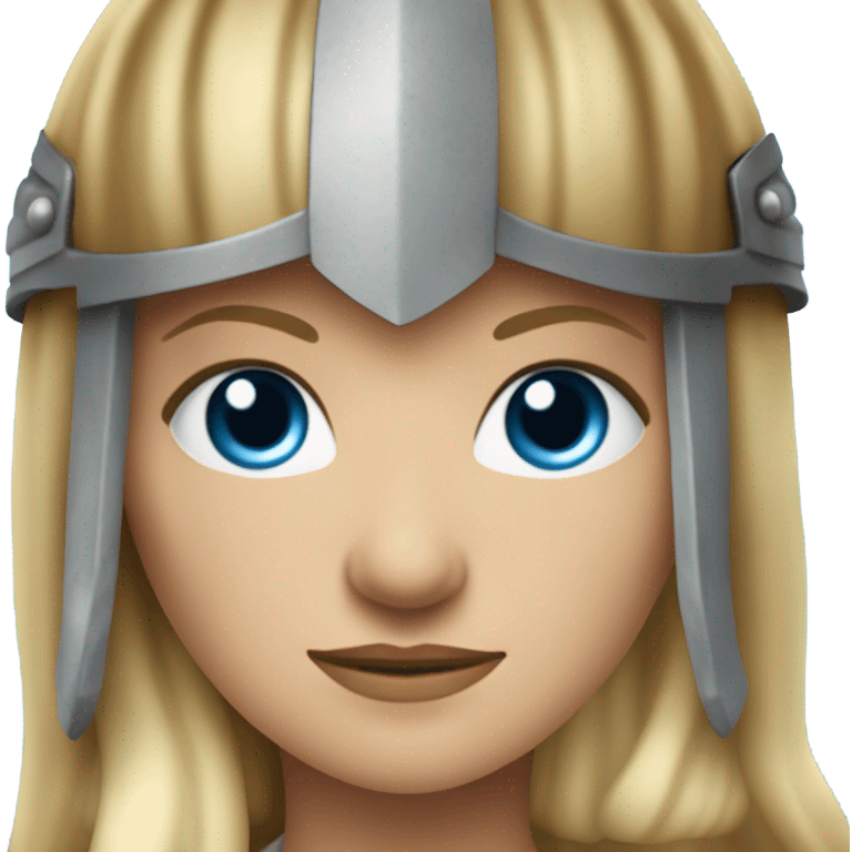 Blonde viking woman in her 40s with blue eyes and long blonde hair and viking helmet    emoji