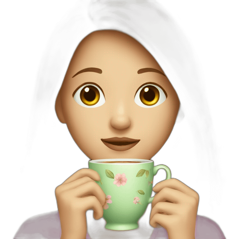 girl drinking tea emoji