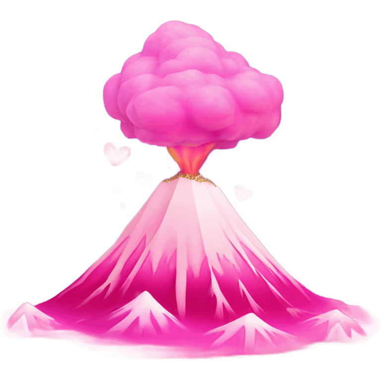 Pink ombre erupting volcano with hearts and glitter  emoji