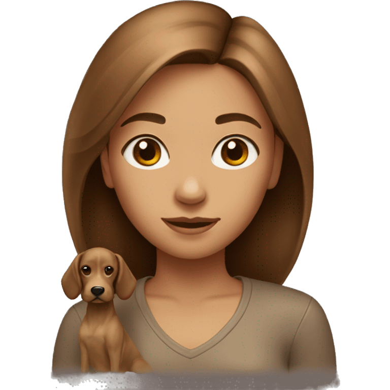 light Girl with brown haie with dog emoji