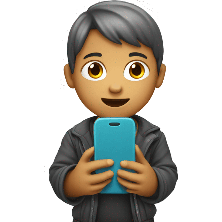 a small child with smartphone in its hands emoji