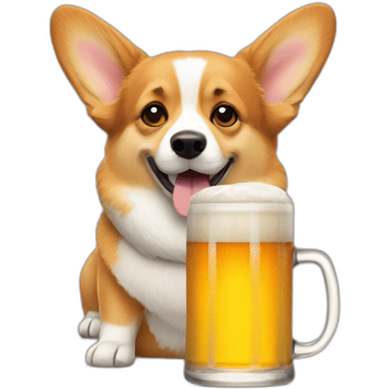 Corgi drinking a beer emoji