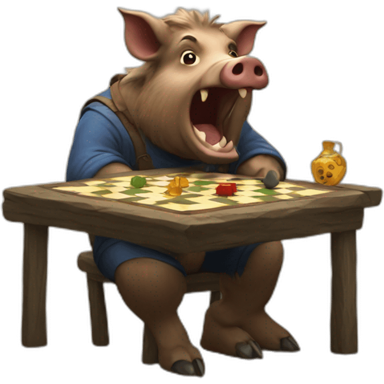 boar playing boardgame emoji