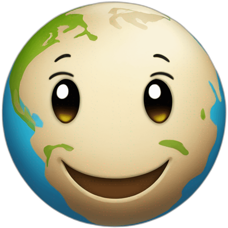 planet earth with cartoon face with smiling eyes emoji