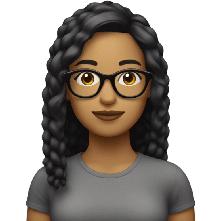 Chica cabello negro con lentes  emoji