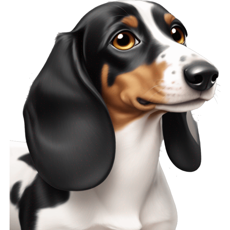 black white tan piebald dachshund  emoji