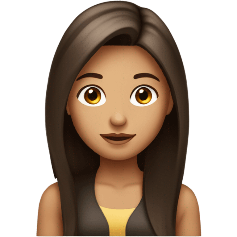 Pretty tan girl with long dark brown hair very silky and straight emoji