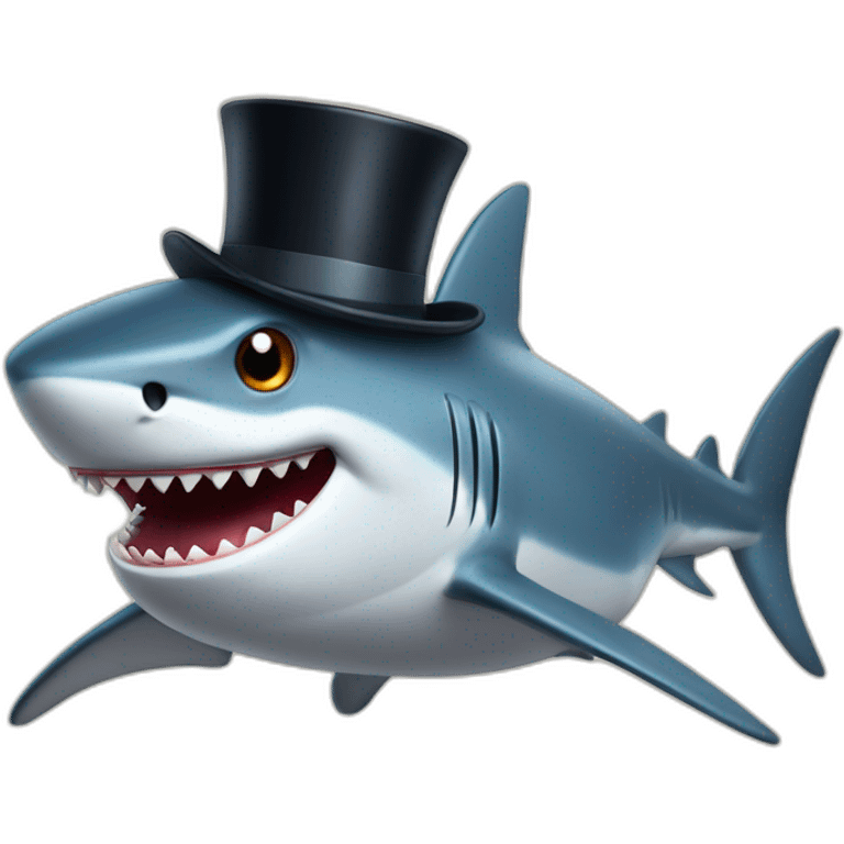 Shark with a top hat emoji