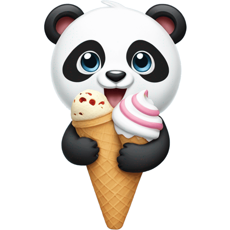 Panda eating ice cream emoji