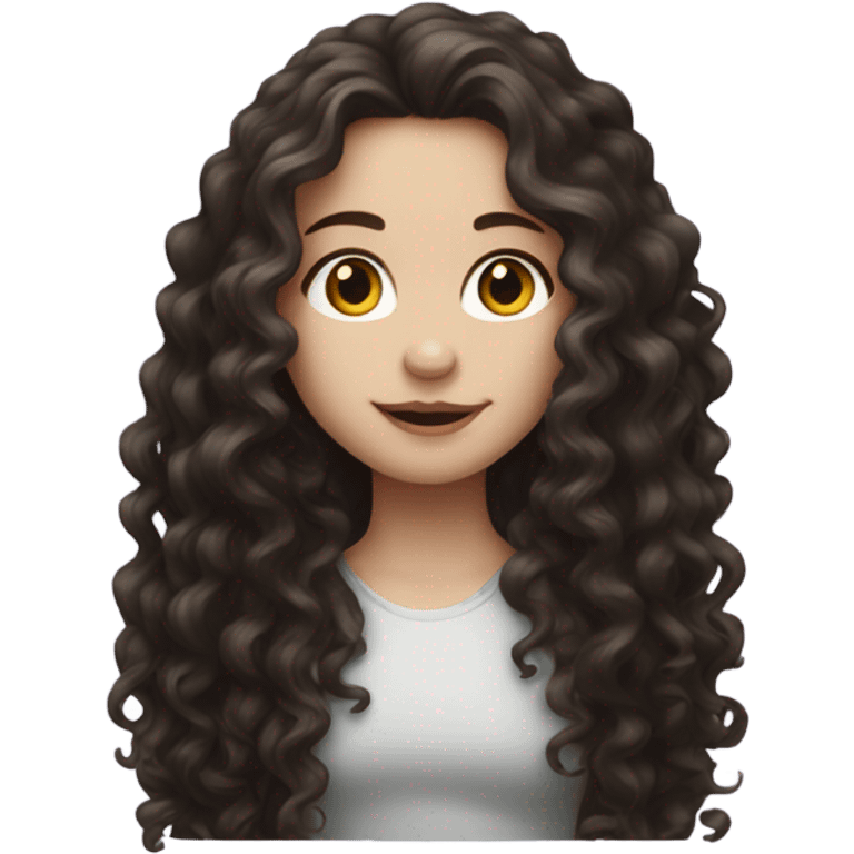 Pale girl with dark brown long curly hair  emoji