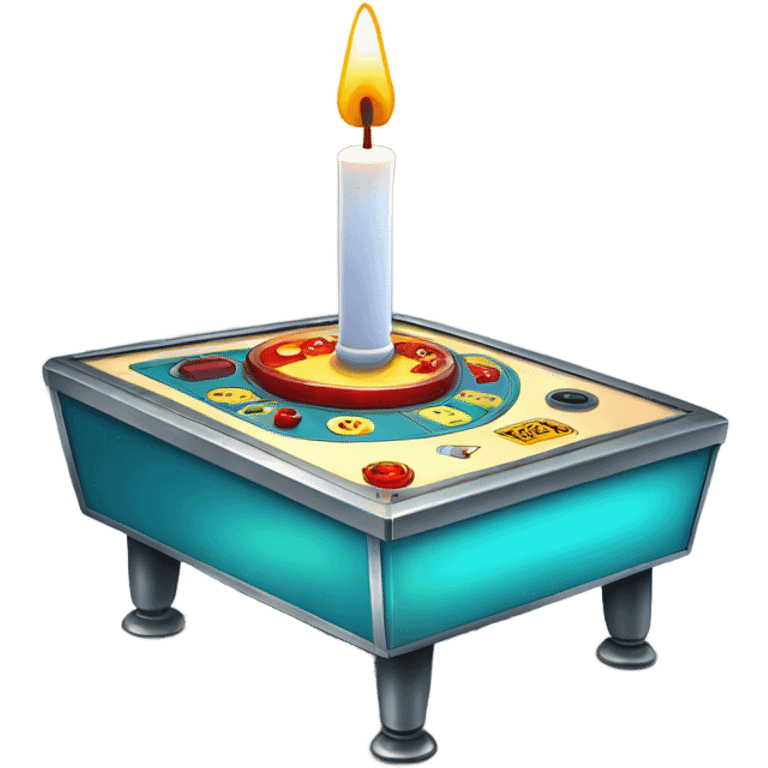 pinball with a lit birthday candle on top emoji