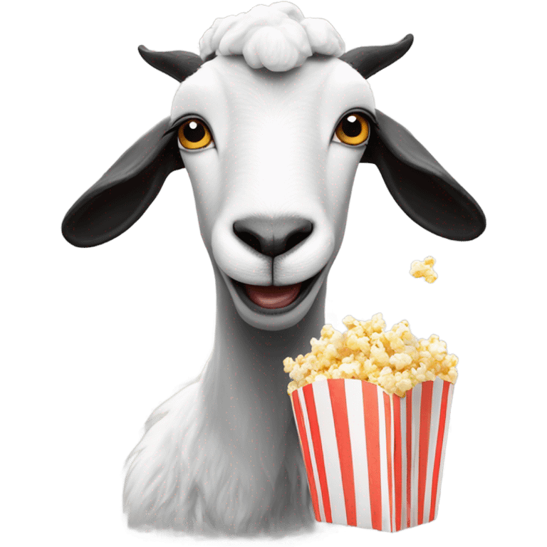 Black and white goat eating popcorn  emoji