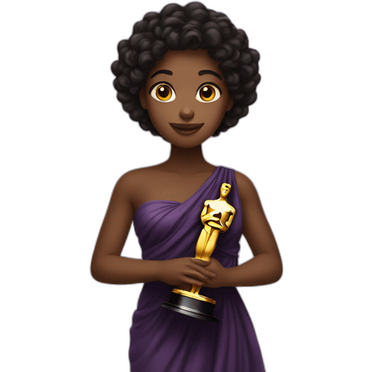 black girl holding oscar emoji