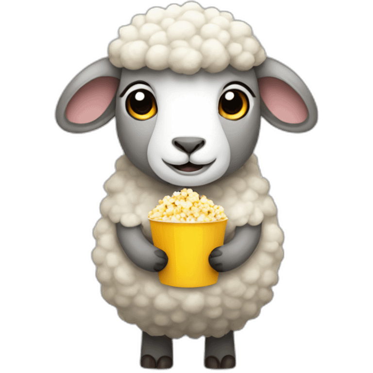 Sheep holding popcorn emoji