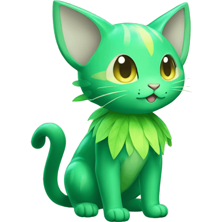 Shiny Grass-type-Fairy-type-Fakémon-Cat full body emoji