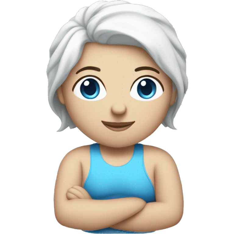 white chubby yoga instructor with blue hair emoji