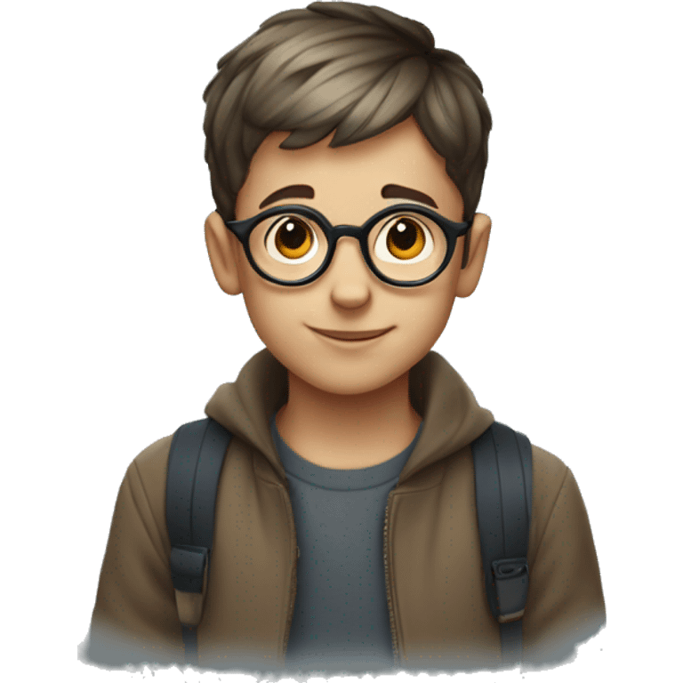 french kid with very short hair and circular litle glasses emoji