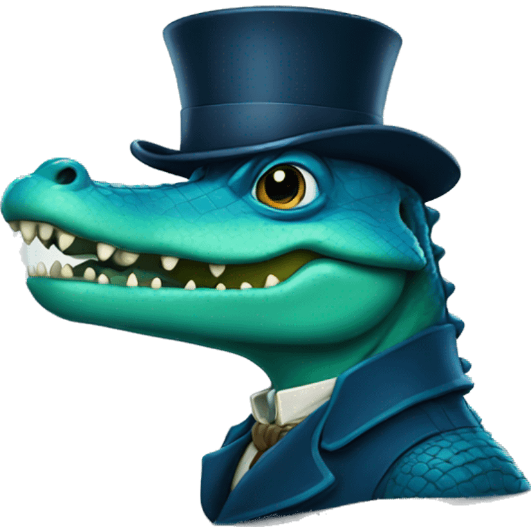 A blue sherlock holmes alligator emoji