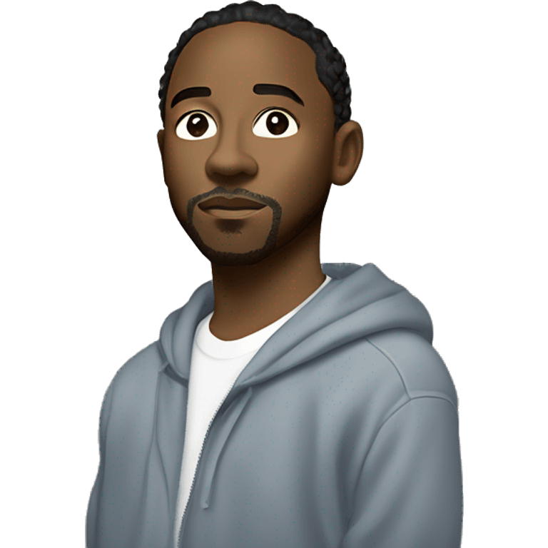 Iconic-style Candid Likeness Kendrick Lamar:

A thoughtful figure in understated clothing, intense eyes, and calm demeanor. Known for his reflective energy and profound depth, bringing a quiet intensity to the spotlight. emoji