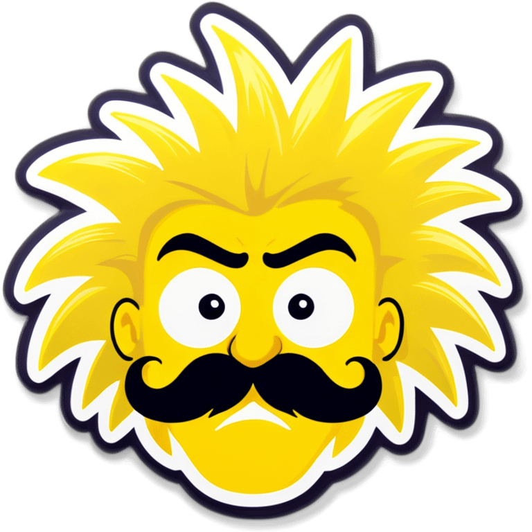 Yellow person crazy hair big mustache big eyebrows  emoji