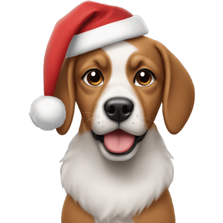 dog wearing a christmas hat emoji