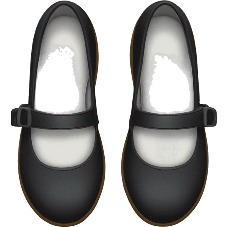 Pair of Black Mary Jane’s flat schoolgirl shoes emoji