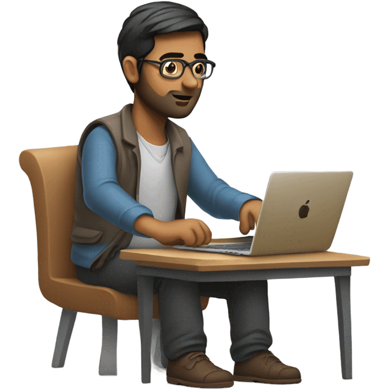 Indian developer typing on MacBook  emoji