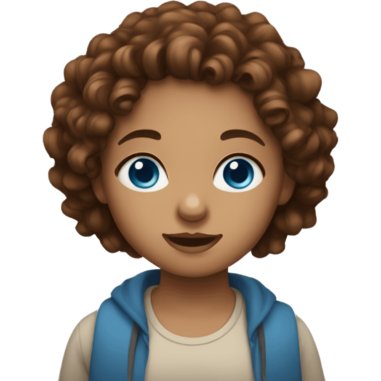 Girl with blue eyes and brown curly hair emoji