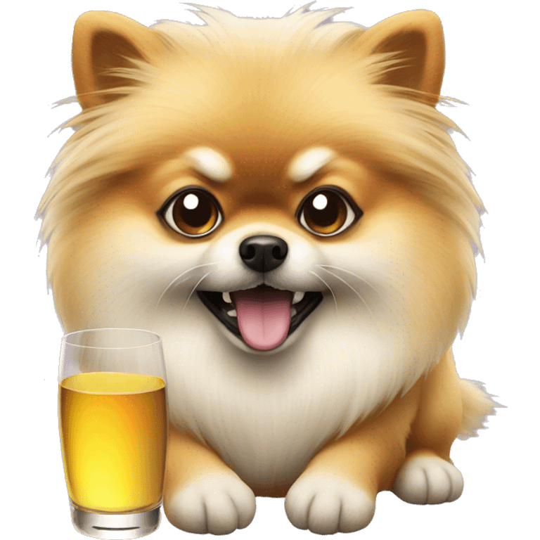 angry pomeranian with white wine in paw emoji