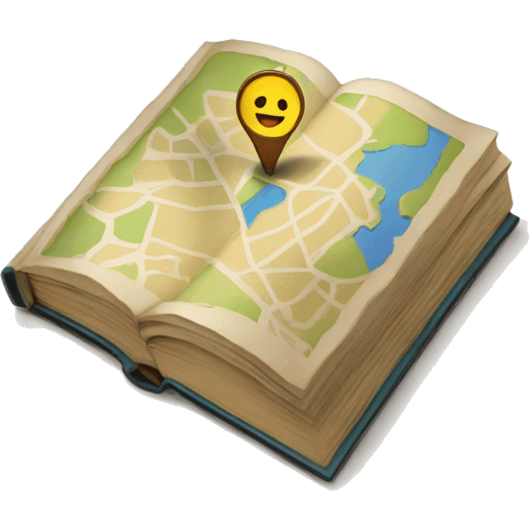 map pin in an open book emoji