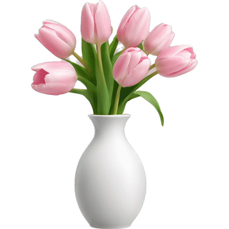 Light pink tulips in white vase emoji