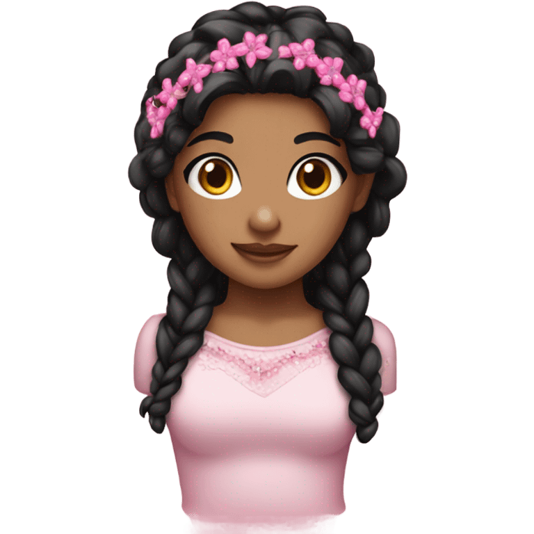 Cute girl with black hair and pink accessories  emoji