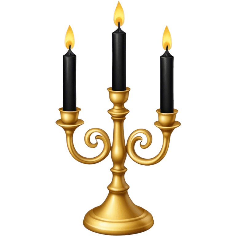 Gothic gold candlestick with black candles emoji