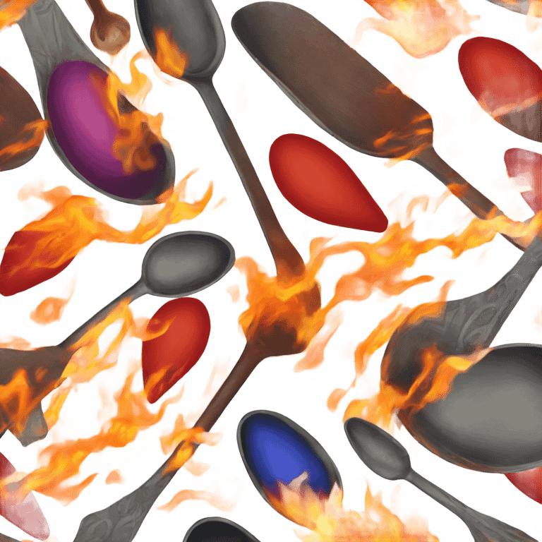 a flaming spoon with saturated colors emoji