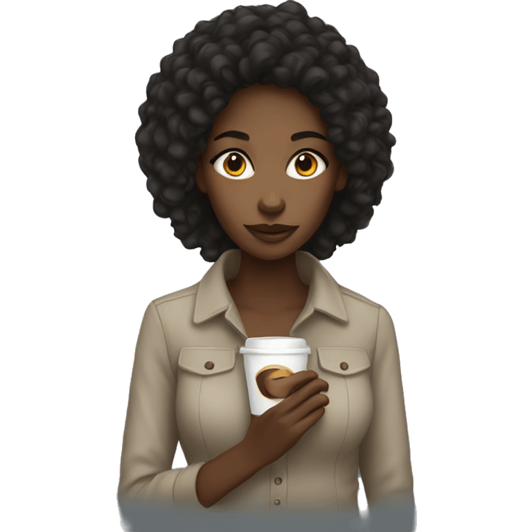 A black girl drinking coffee  emoji