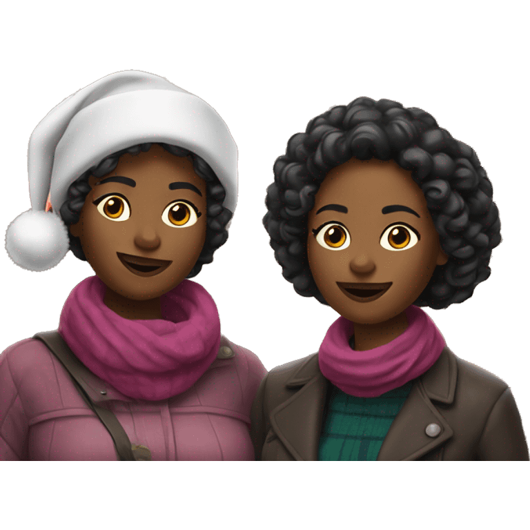 Two black women at a Christmas market emoji