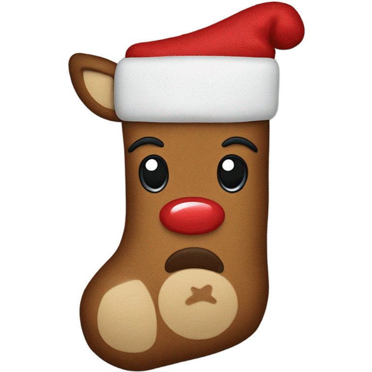 Rudolph the red nose reindeer Christmas stocking emoji