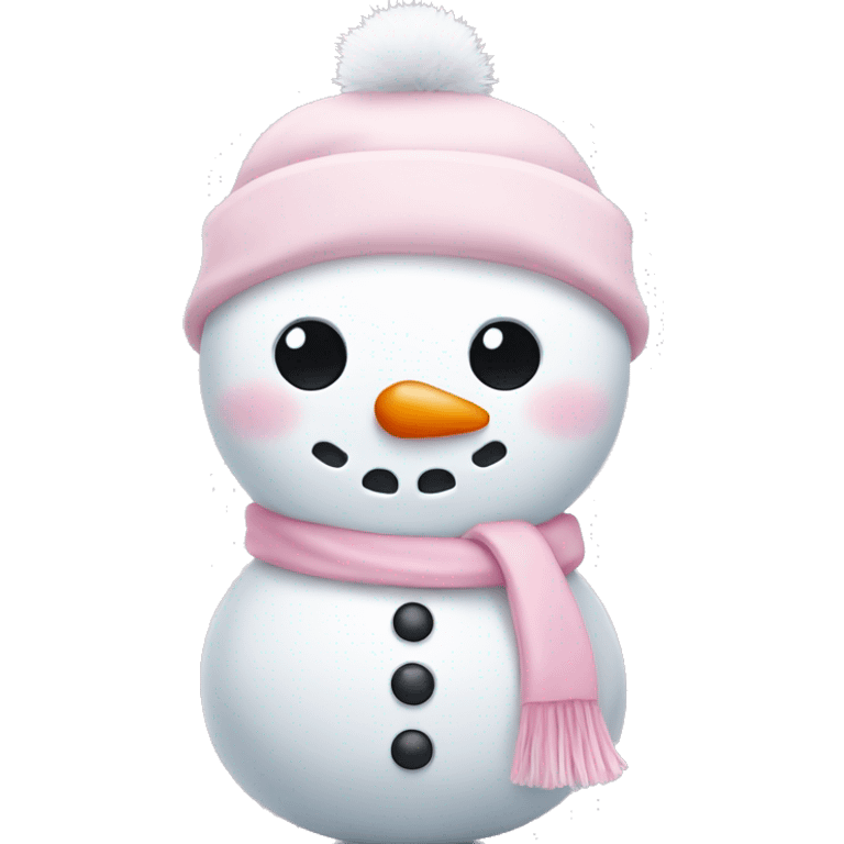 Cute white and light pink snowman emoji