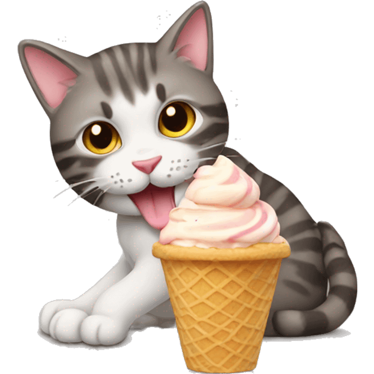 cat eating icecream emoji