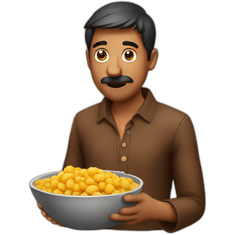 Indian man eating suspicious brown substance emoji