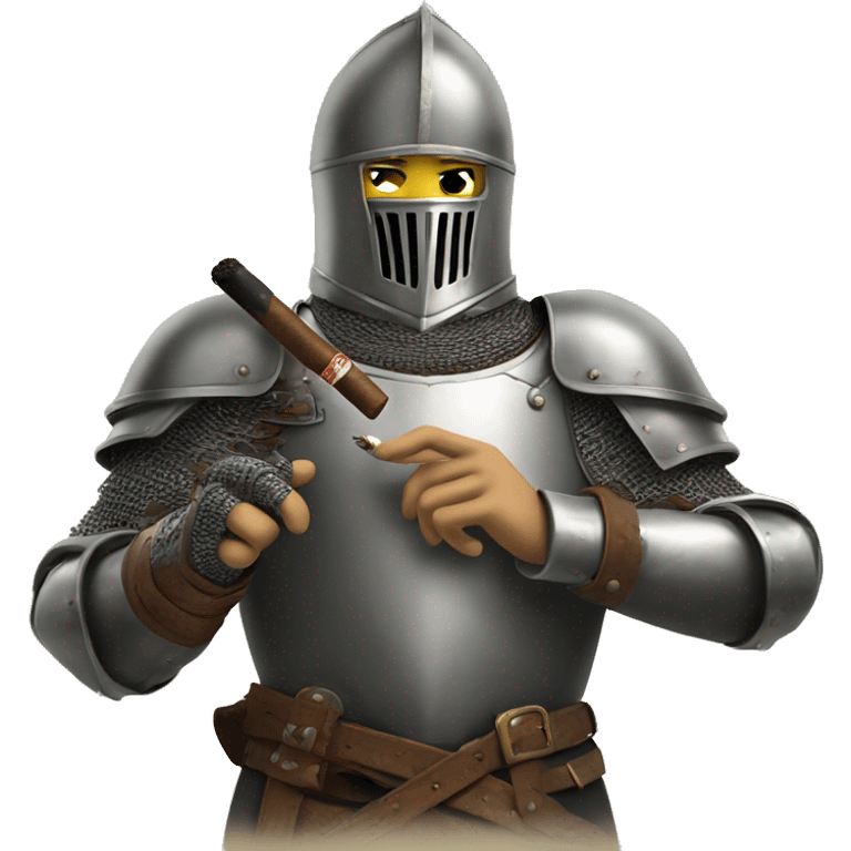 a crusading knight smokes a cigar without paying attention to anyone. emoji