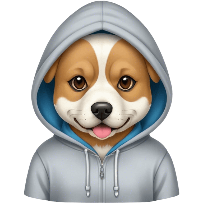 Dog wearing mask and hoodie emoji