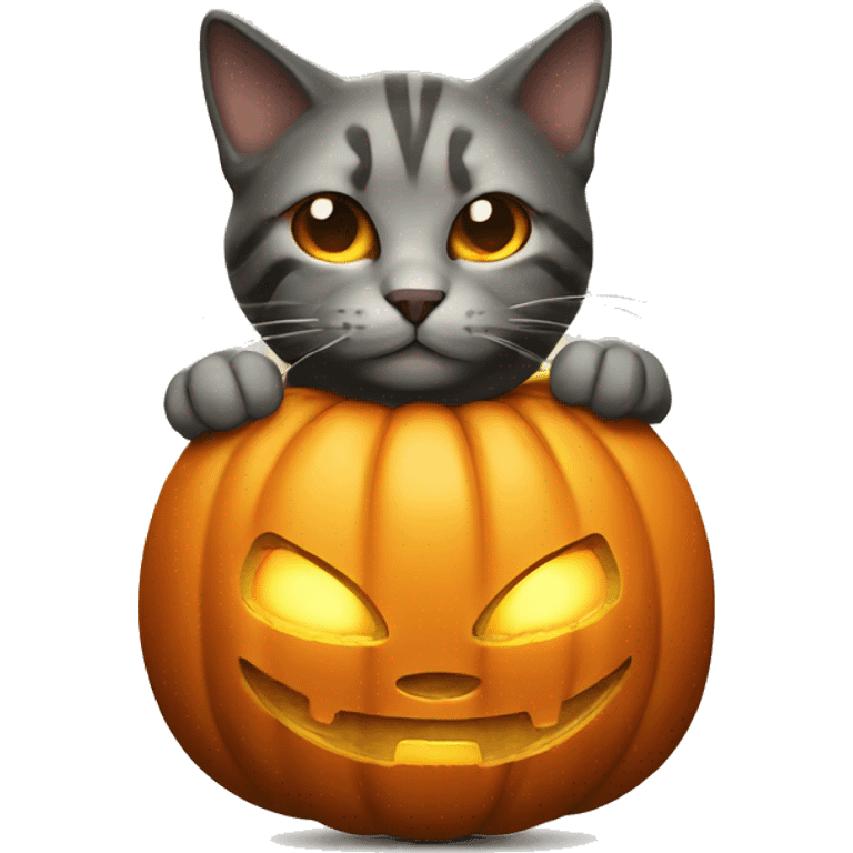 Cat glowing Jack-o-lantern emoji