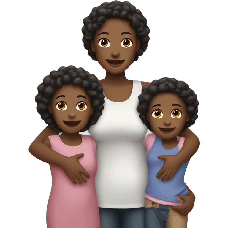 Black mom with two  small daughters emoji