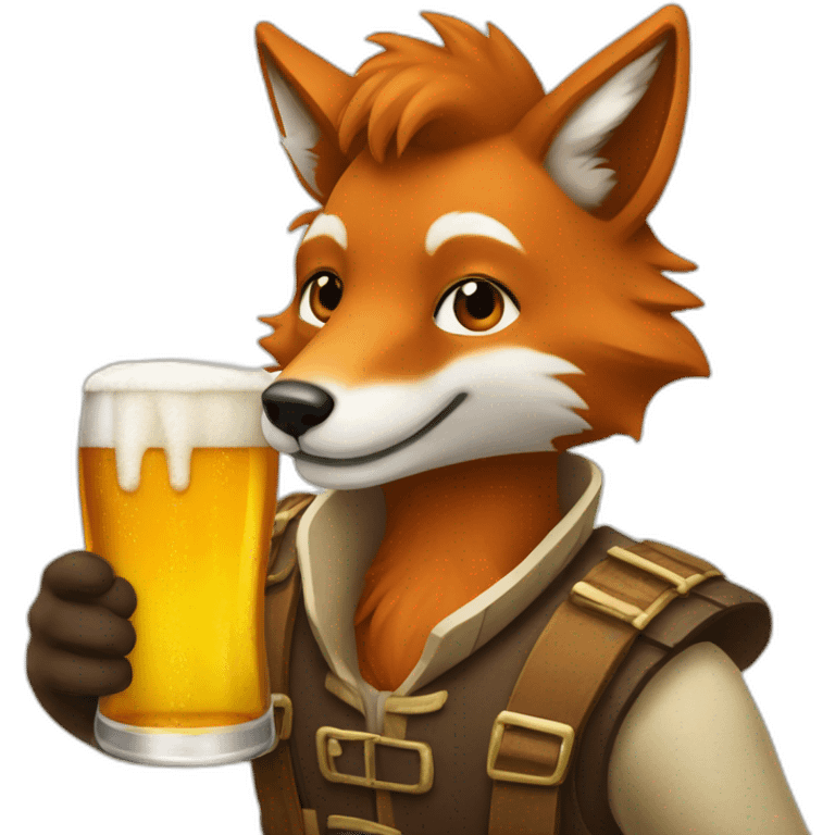 Renard qui boit une bière emoji