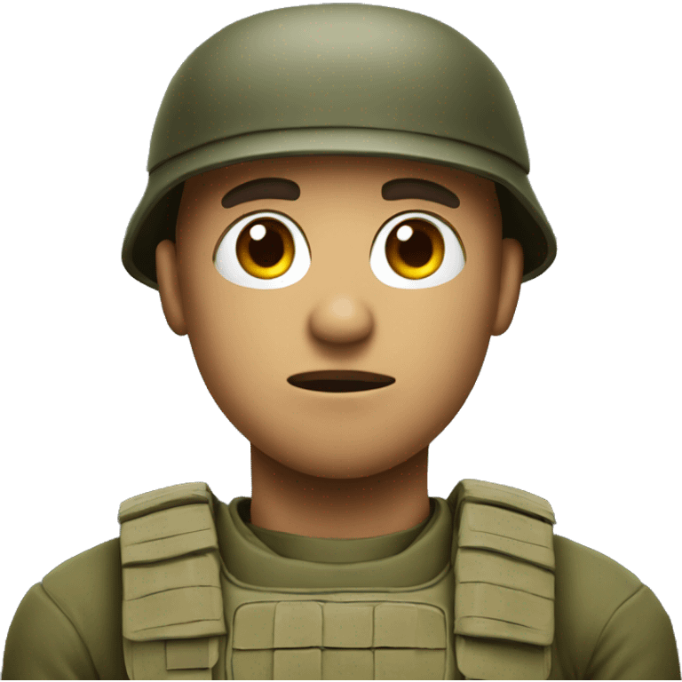 a soldier with a questioning face emoji