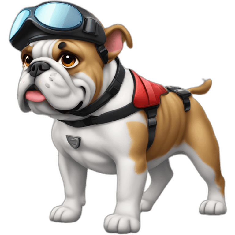 bulldog con casco de piloto de coche de carreras emoji